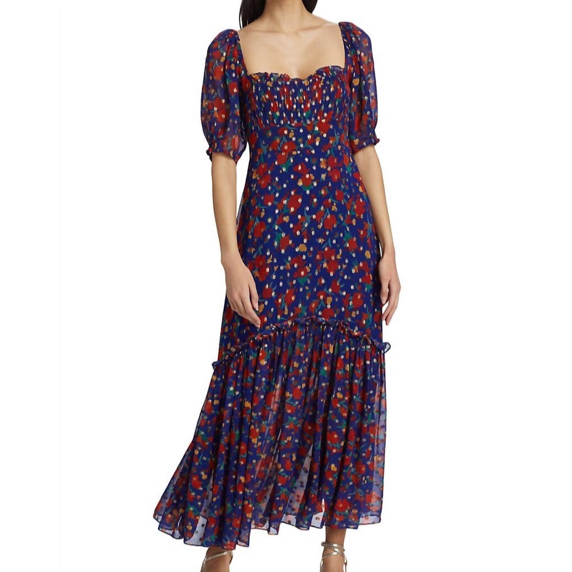 New Rixo Women's Shireen Dress In Havana Floral Indigo